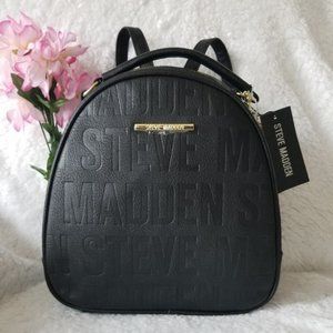 Steve Madden | Bags | Steve Madden Embossed Logo Faux Leather Backpack ...